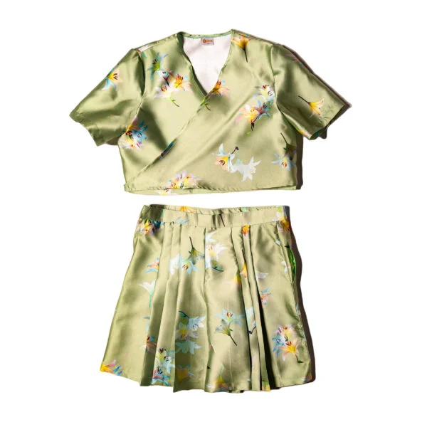 GREEN VINTAGE FLORAL SHORTS + TOP SET