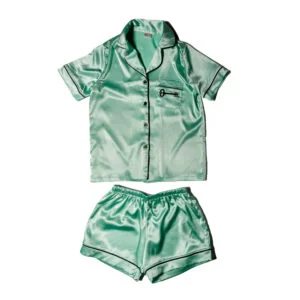 LADIES MINT GREEN SATIN PAJAMAS (SHORTS SET)